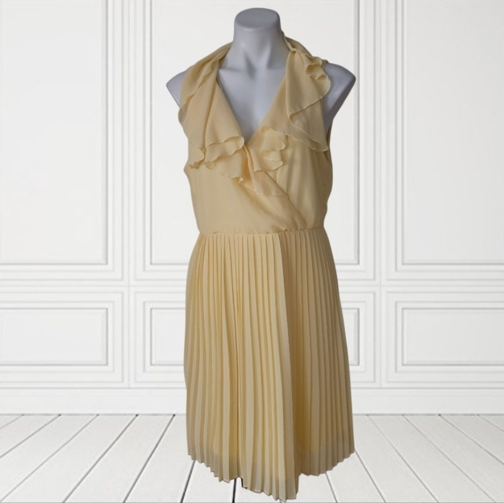 VILA  Soft Yellow Halter Pleated Dress